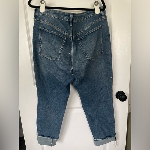 Old Navy Cropped, Button Fly, Raw Hem, Distressed OG Straight Jeans - Picture 2 of 6